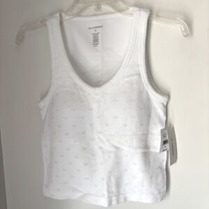 Juniors No Comment Pointelle Seamless Racer V-Neck Built In Bra Tank Junior M